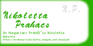 nikoletta prahacs business card